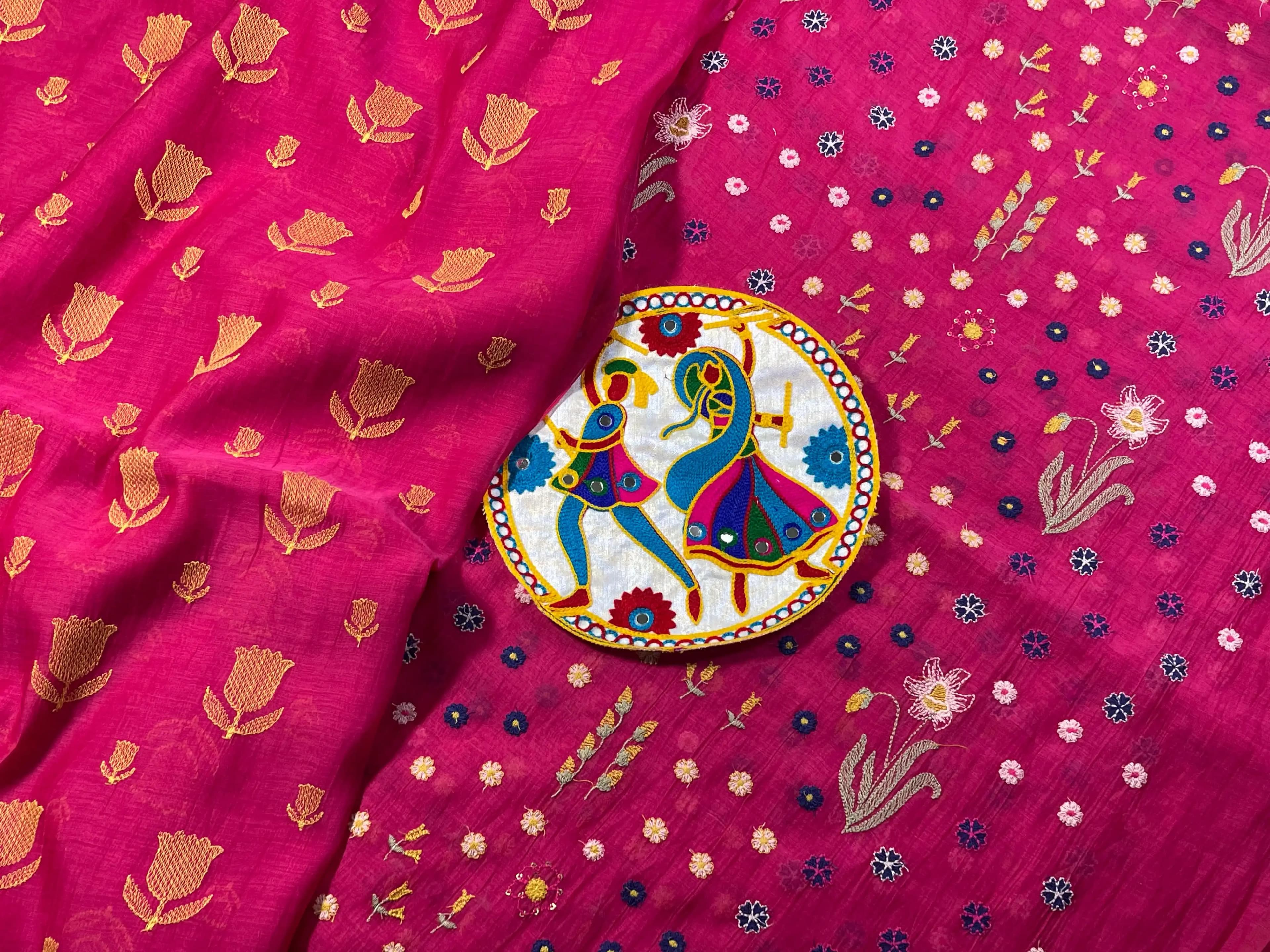 Chanderi Multi Color Embroidery