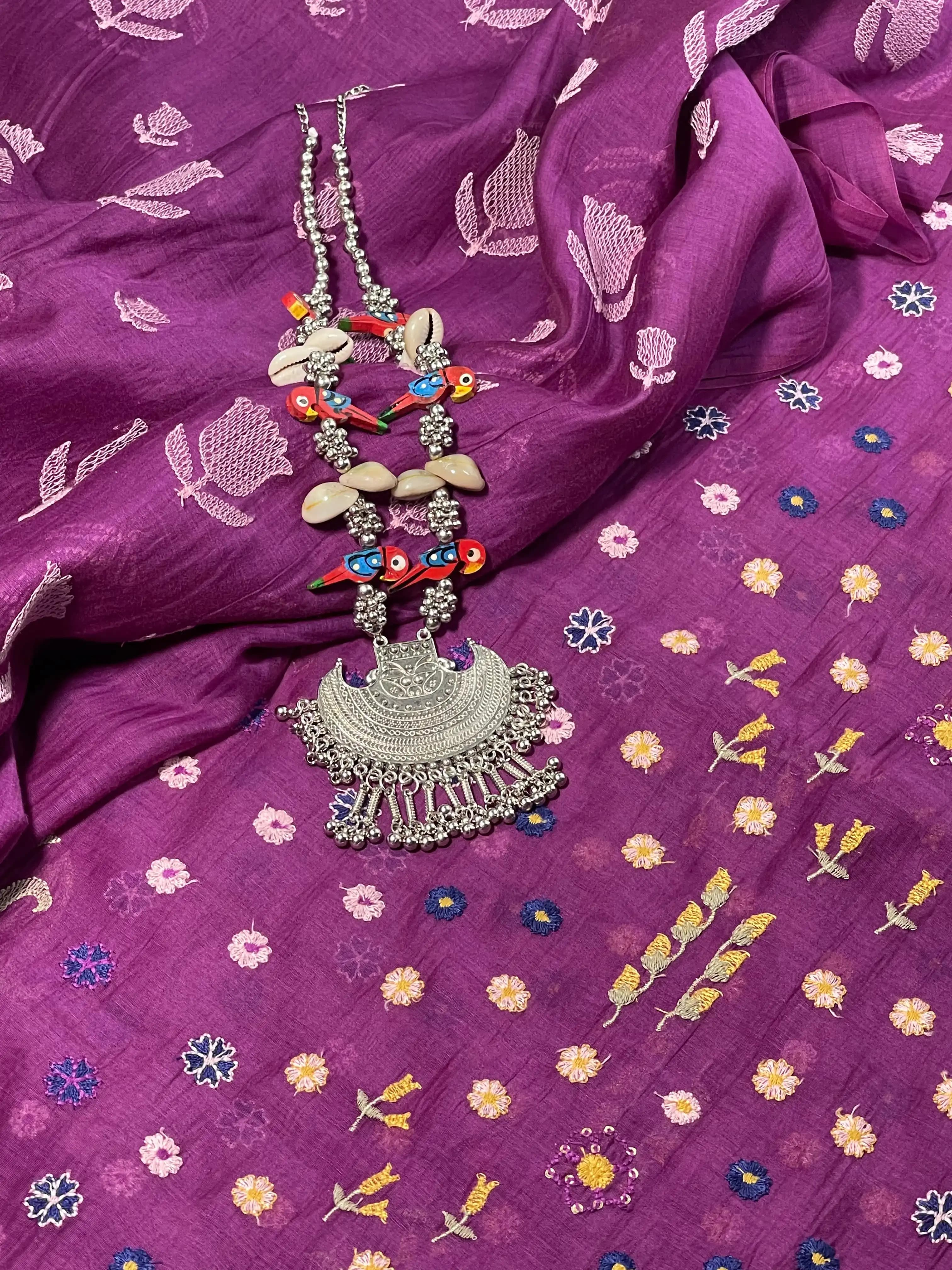 Chanderi Multi Color Embroidery